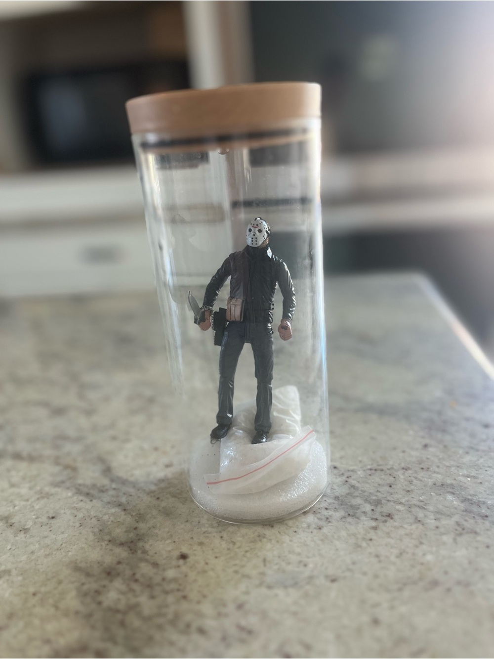 Jason Voorhees Collectible Figure in Glass Tube — White Mask & Black Outfit